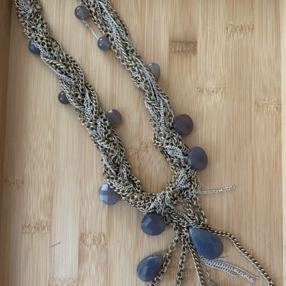 J. Crew Two-toned  Smokey Gray Stone Necklace - Picture 1 of 1